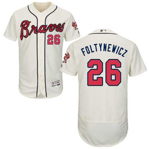 Men's Atlanta Braves #26 Mike Foltynewicz Cream Flexbase Authentic Collection Stitched MLB