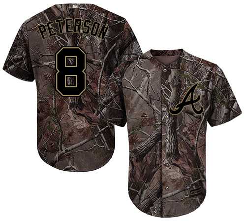 Men's Atlanta Braves #8 Jace Peterson Camo Realtree Collection Cool Base Stitched MLB