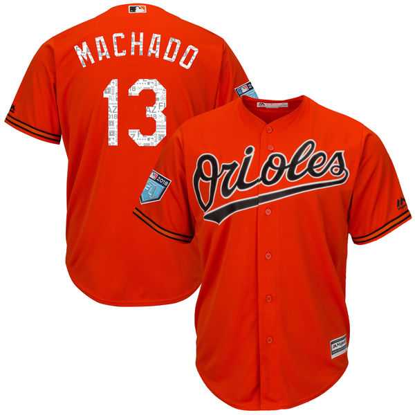 Men's Baltimore Orioles #13 Manny Machado Majestic Orange 2018 Spring Training Cool Base Player Jersey