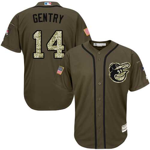Men's Baltimore Orioles #14 Craig Gentry Green Salute to Service Stitched MLB
