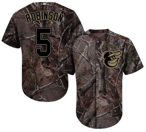 Men's Baltimore Orioles #5 Brooks Robinson Camo Realtree Collection Cool Base Stitched MLB