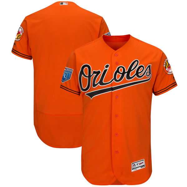 Men's Baltimore Orioles Customized Majestic Orange 2018 Spring Training Flex Base Team Jersey