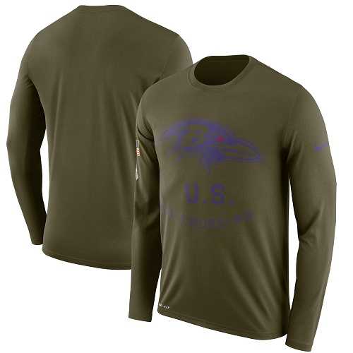 Men's Baltimore Ravens Nike Olive Salute to Service Sideline Legend Performance Long Sleeve T-Shirt
