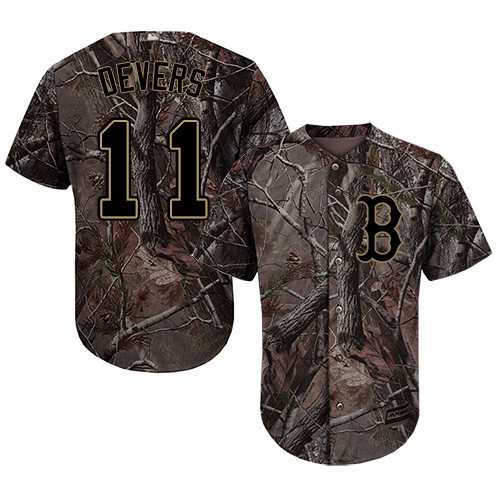 Men's Boston Red Sox #11 Rafael Devers Camo Realtree Collection Cool Base Stitched MLB