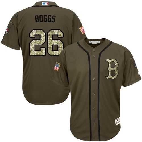 Men's Boston Red Sox #26 Wade Boggs Green Salute to Service Stitched MLB