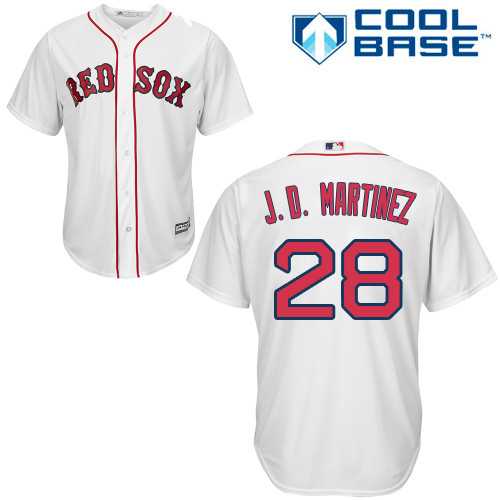 Men's Boston Red Sox #28 J. D. Martinez White New Cool Base Stitched Baseball Jersey