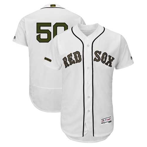 Men's Boston Red Sox #50 Mookie Betts White Flexbase Authentic Collection 2018 Memorial Day Stitched MLB Jersey