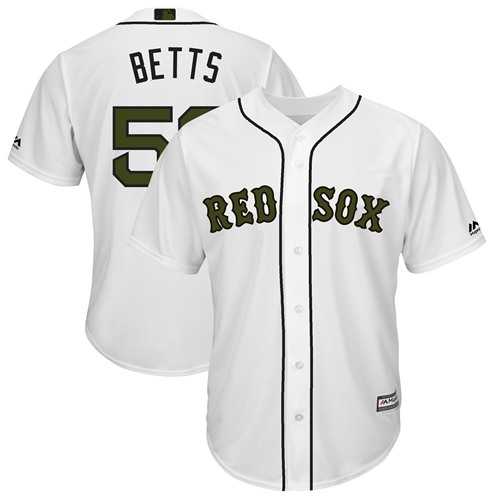 Men's Boston Red Sox #50 Mookie Betts White New Cool Base 2018 Memorial Day Stitched MLB Jersey