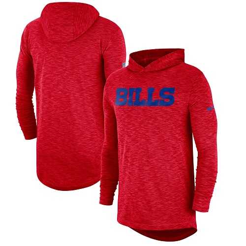 Men's Buffalo Bills Nike Red Sideline Slub Performance Hooded Long Sleeve T-shirt