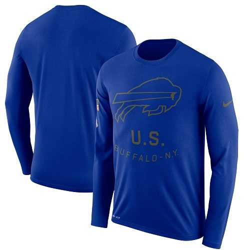 Men's Buffalo Bills Nike Royal Salute to Service Sideline Legend Performance Long Sleeve T-Shirt