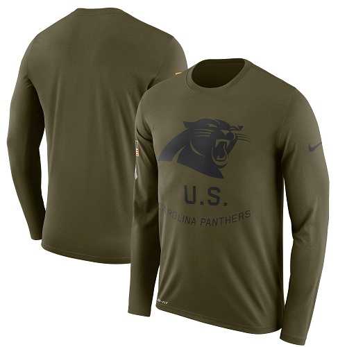 Men's Carolina Panthers Nike Olive Salute to Service Sideline Legend Performance Long Sleeve T-Shirt