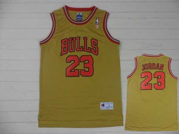 Men's Chicago Bulls #23 Michael Jordan Yellow stitched Jersey