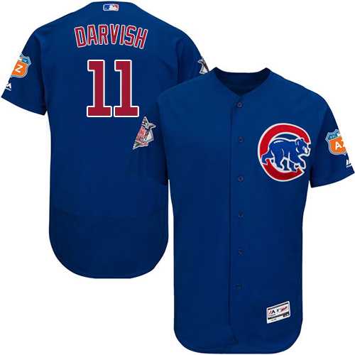 Men's Chicago Cubs #11 Yu Darvish Blue Flexbase Authentic Collection Stitched MLB