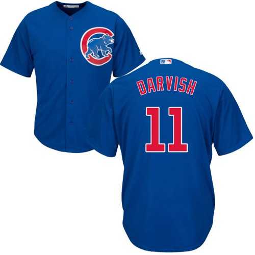 Men's Chicago Cubs #11 Yu Darvish Blue New Cool Base Stitched MLB
