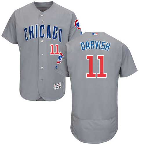 Men's Chicago Cubs #11 Yu Darvish Grey Flexbase Authentic Collection Road Stitched MLB