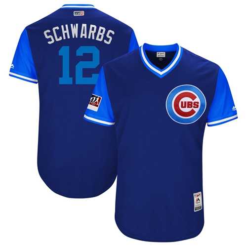 Men's Chicago Cubs #12 Kyle Schwarber Royal Schwarbs Players Weekend Authentic Stitched MLB