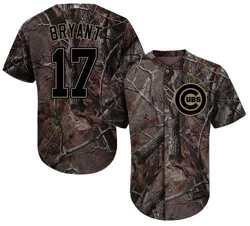 Men's Chicago Cubs #17 Kris Bryant Camo Realtree Collection Cool Base Stitched MLB