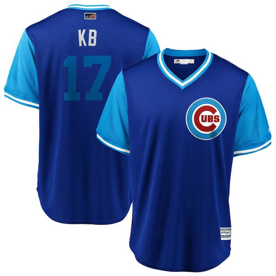 Men's Chicago Cubs #17 Kris Bryant KB Majestic Royal Light Blue 2018 Players' Weekend Cool Base Jersey