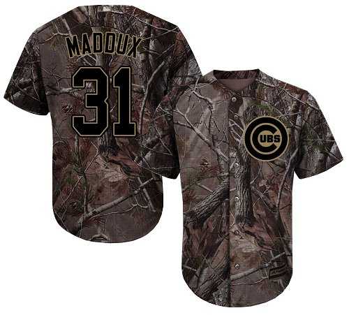 Men's Chicago Cubs #31 Greg Maddux Camo Realtree Collection Cool Base Stitched MLB