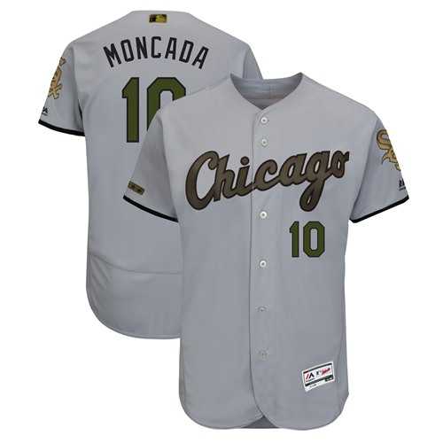 Men's Chicago White Sox #10 Yoan Moncada Grey Flexbase Authentic Collection 2018 Memorial Day Stitched MLB Jersey