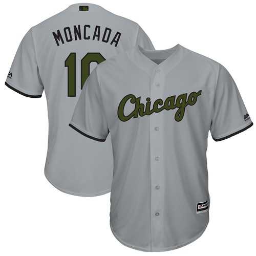 Men's Chicago White Sox #10 Yoan Moncada Grey New Cool Base 2018 Memorial Day Stitched MLB Jersey