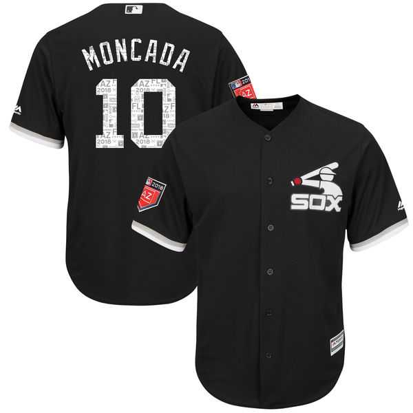 Men's Chicago White Sox #10 Yoan Moncada Majestic Black 2018 Spring Training Cool Base Player Jersey