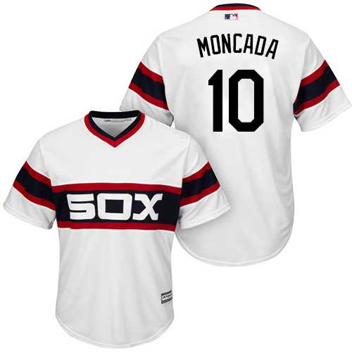 Men's Chicago White Sox #10 Yoan Moncada White New Cool Base Alternate Home Stitched MLB