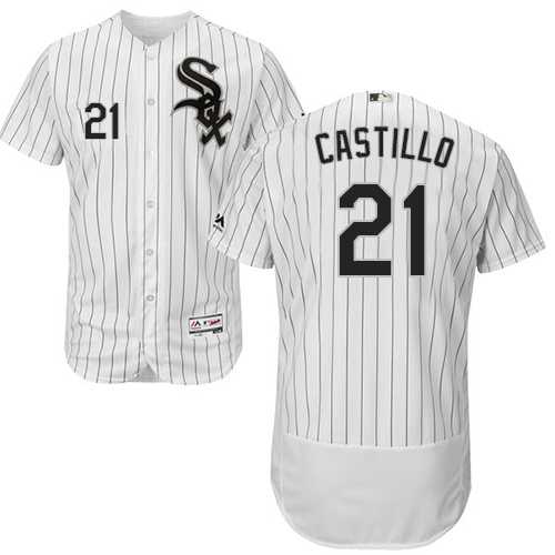 Men's Chicago White Sox #21 Welington Castillo White(Black Strip) Flexbase Authentic Collection Stitched MLB