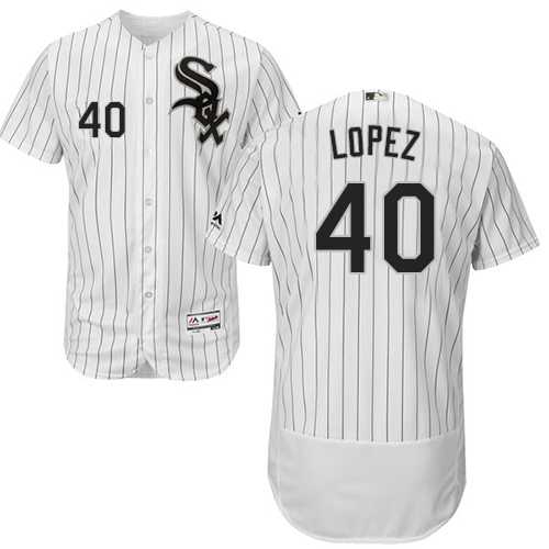 Men's Chicago White Sox #40 Reynaldo Lopez White(Black Strip) Flexbase Authentic Collection Stitched MLBs