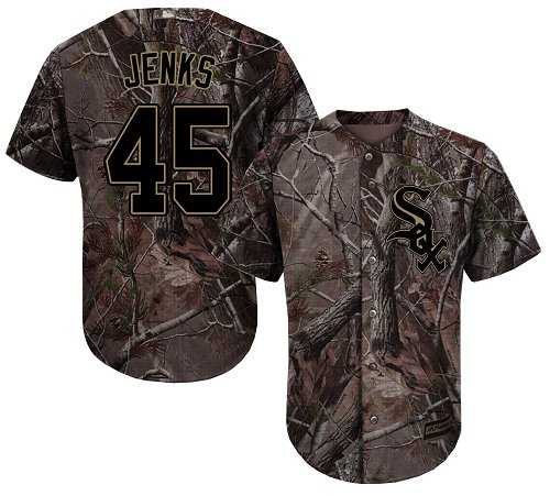 Men's Chicago White Sox #45 Bobby Jenks Camo Realtree Collection Cool Base Stitched MLB