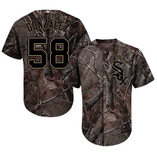 Men's Chicago White Sox #58 Miguel Gonzalez Camo Realtree Collection Cool Base Stitched MLBs