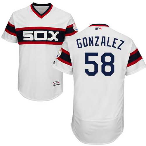 Men's Chicago White Sox #58 Miguel Gonzalez White Flexbase Authentic Collection Alternate Home Stitched MLBs