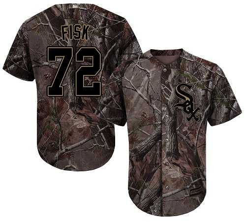 Men's Chicago White Sox #72 Carlton Fisk Camo Realtree Collection Cool Base Stitched MLB