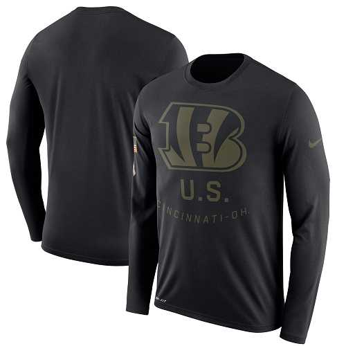 Men's Cincinnati Bengals Nike Black Salute to Service Sideline Legend Performance Long Sleeve T-Shirt