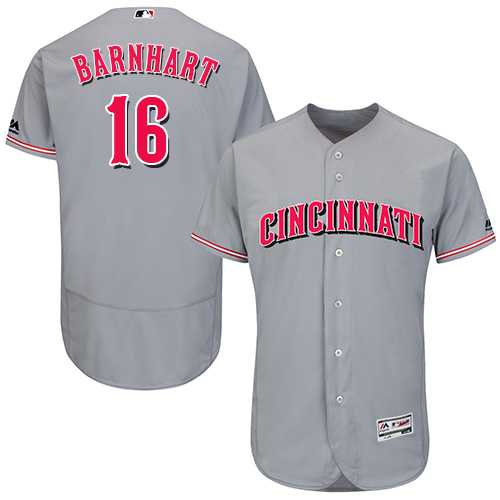 Men's Cincinnati Reds #16 Tucker Barnhart Grey Flexbase Authentic Collection Stitched MLB