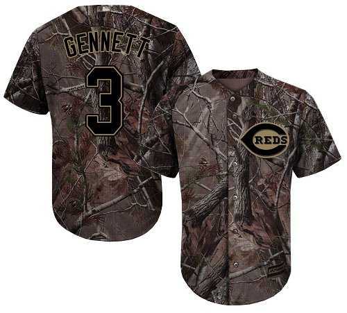 Men's Cincinnati Reds #3 Scooter Gennett Camo Realtree Collection Cool Base Stitched MLB