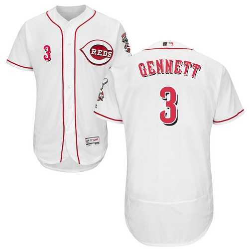Men's Cincinnati Reds #3 Scooter Gennett White Flexbase Authentic Collection Stitched MLB