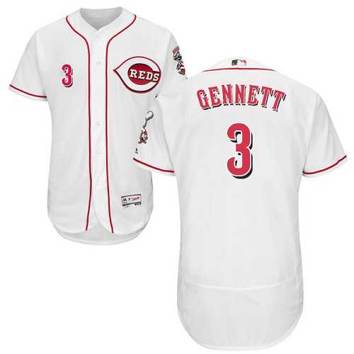 Men's Cincinnati Reds #3 Scooter Gennett White Flexbase Authentic Collection Stitched MLB Men's Cincinnati Reds #3 Scooter Gennett White Flexbase Authentic Collection Stitched MLB