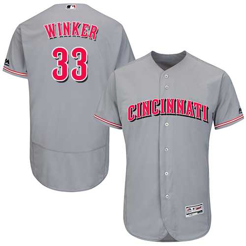 Men's Cincinnati Reds #33 Jesse Winker Grey Flexbase Authentic Collection Stitched MLB Jersey