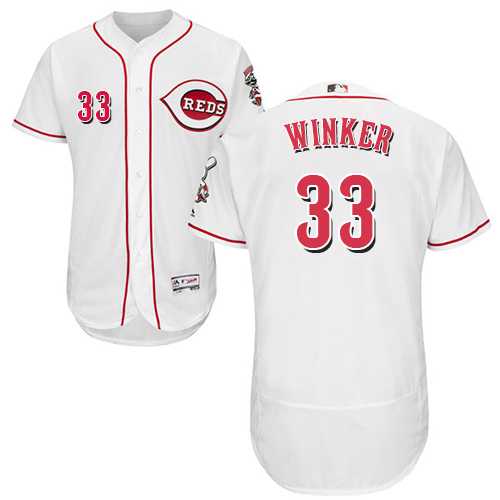 Men's Cincinnati Reds #33 Jesse Winker White Flexbase Authentic Collection Stitched MLB Jersey