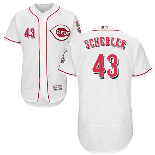 Men's Cincinnati Reds #43 Scott Schebler White Flexbase Authentic Collection Stitched MLB