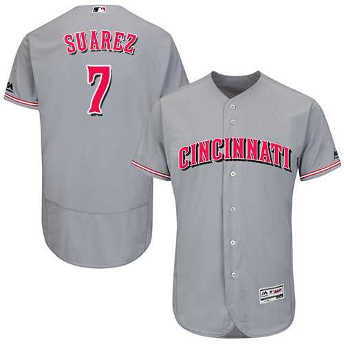 Men's Cincinnati Reds #7 Eugenio Suarez Grey Flexbase Authentic Collection Stitched MLB Men's Cincinnati Reds #7 Eugenio Suarez Grey Flexbase Authentic Collection Stitched MLB