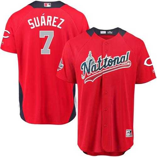 Men's Cincinnati Reds #7 Eugenio Suarez Red 2018 All-Star National League Stitched MLB