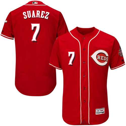 Men's Cincinnati Reds #7 Eugenio Suarez Red Flexbase Authentic Collection Stitched MLB