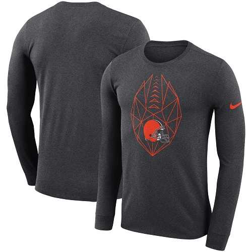 Men's Cleveland Browns Nike Heathered Charcoal Fan Gear Icon Performance Long Sleeve T-Shirt