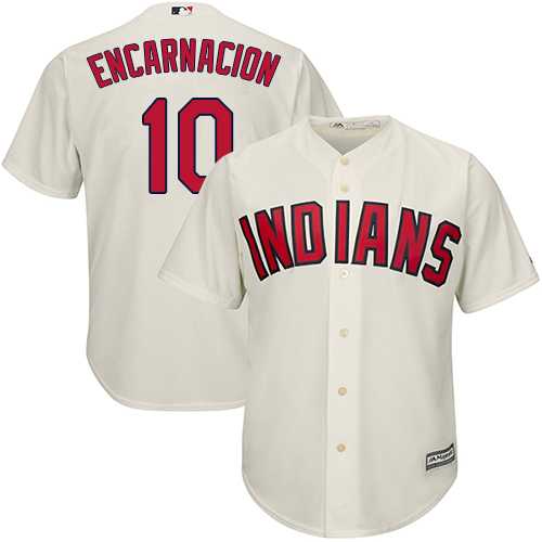 Men's Cleveland Indians #10 Edwin Encarnacion Cream New Cool Base Stitched MLB Jersey