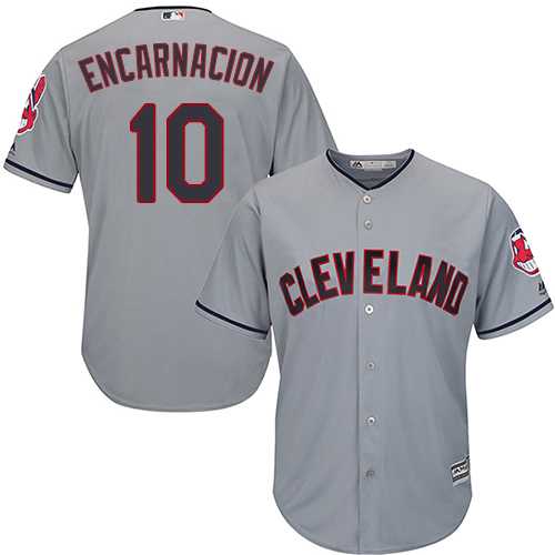 Men's Cleveland Indians #10 Edwin Encarnacion Grey New Cool Base Stitched MLB Jersey