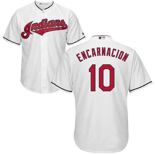 Men's Cleveland Indians #10 Edwin Encarnacion White New Cool Base Stitched MLB Jersey Men's Cleveland Indians #10 Edwin Encarnacion White New Cool Base Stitched MLB Jersey