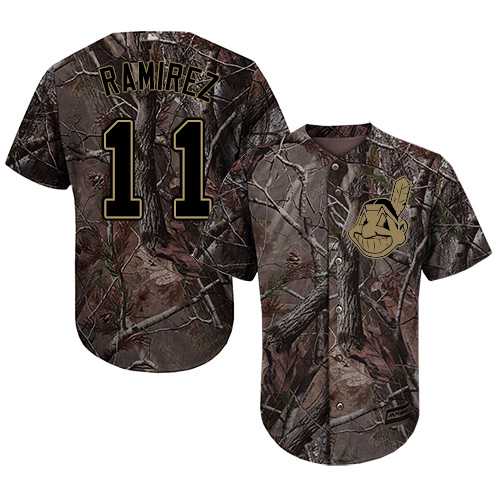 Men's Cleveland Indians #11 Jose Ramirez Camo Realtree Collection Cool Base Stitched MLB