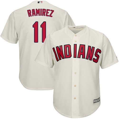 Men's Cleveland Indians #11 Jose Ramirez Cream New Cool Base Stitched MLB Jersey